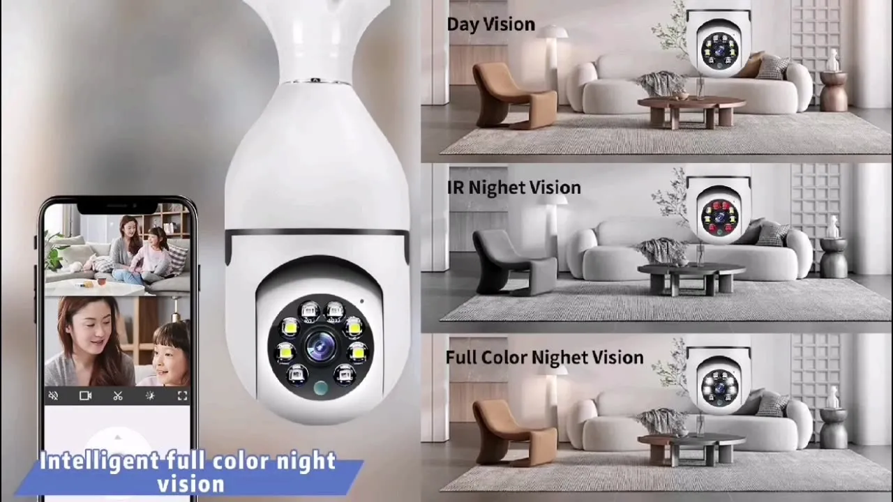 Light Bulb Camera 5G Dual Band 360 Panoramic Minions Light Bulb Machine E27 Ligh